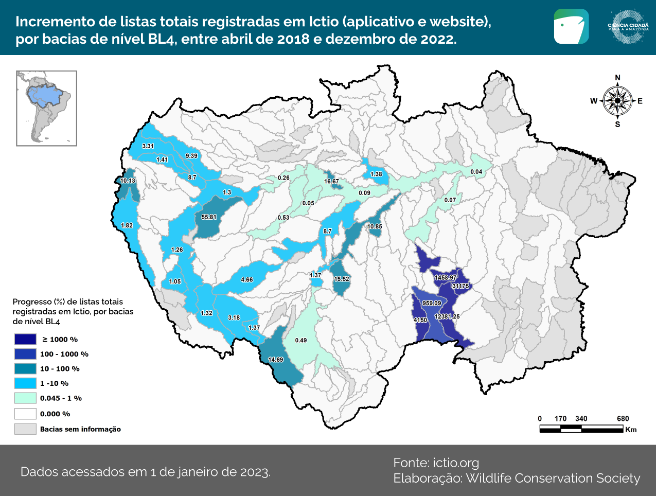 Ictio ultrapassa 100 mil observações 4 Conservando la Cuenca Amazónica Aguas Amazonicas