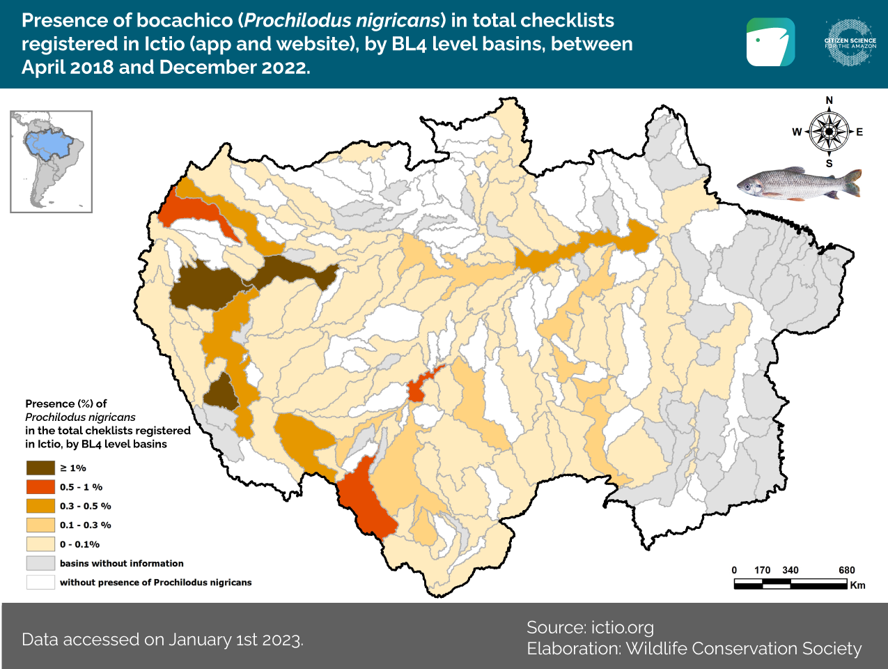 Ictio ultrapassa 100 mil observações 8 Conservando la Cuenca Amazónica Aguas Amazonicas