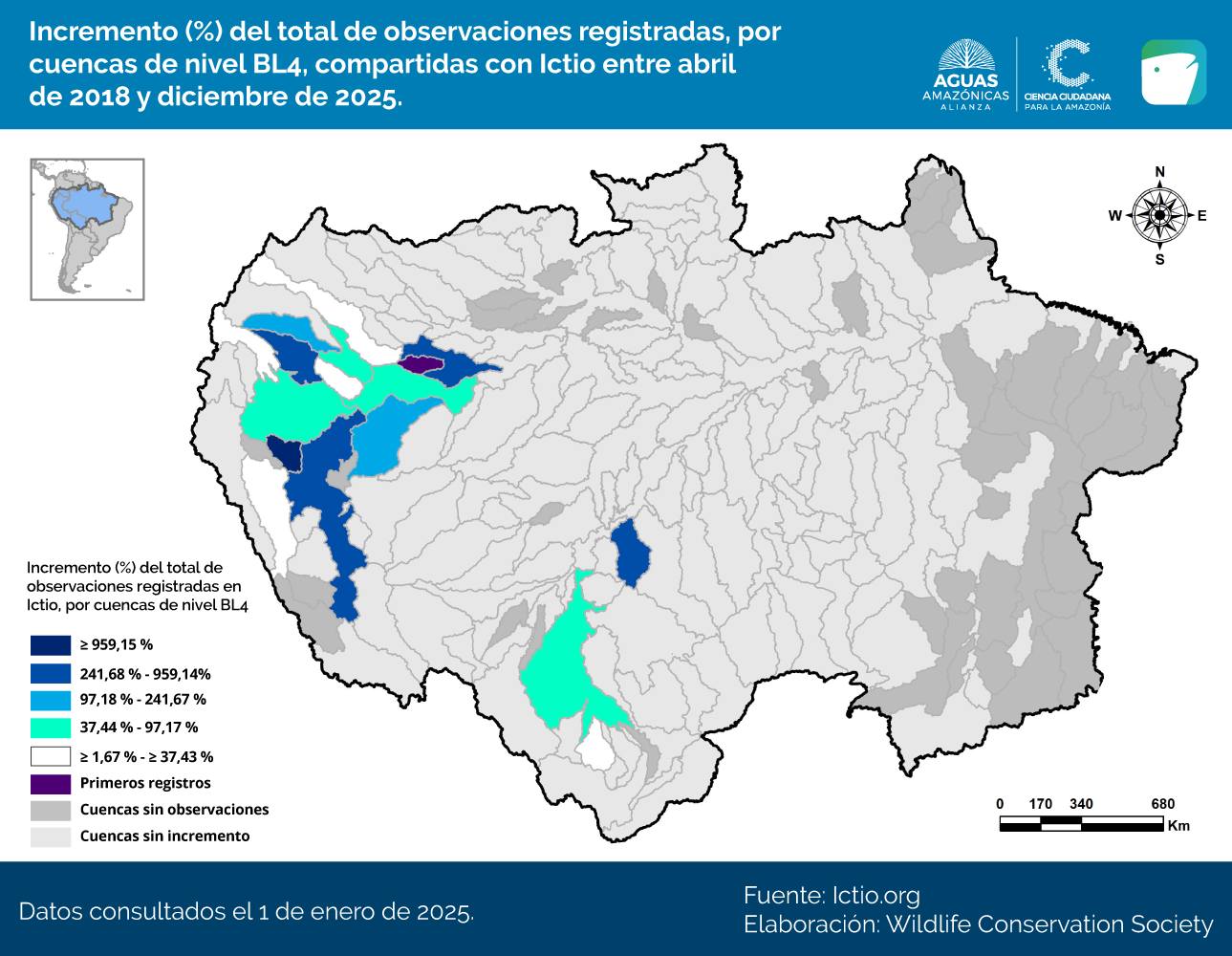 Ictio crece y conecta la Amazonía: datos clave para la gestión pesquera regional 3 Conservando la Cuenca Amazónica Aguas Amazonicas